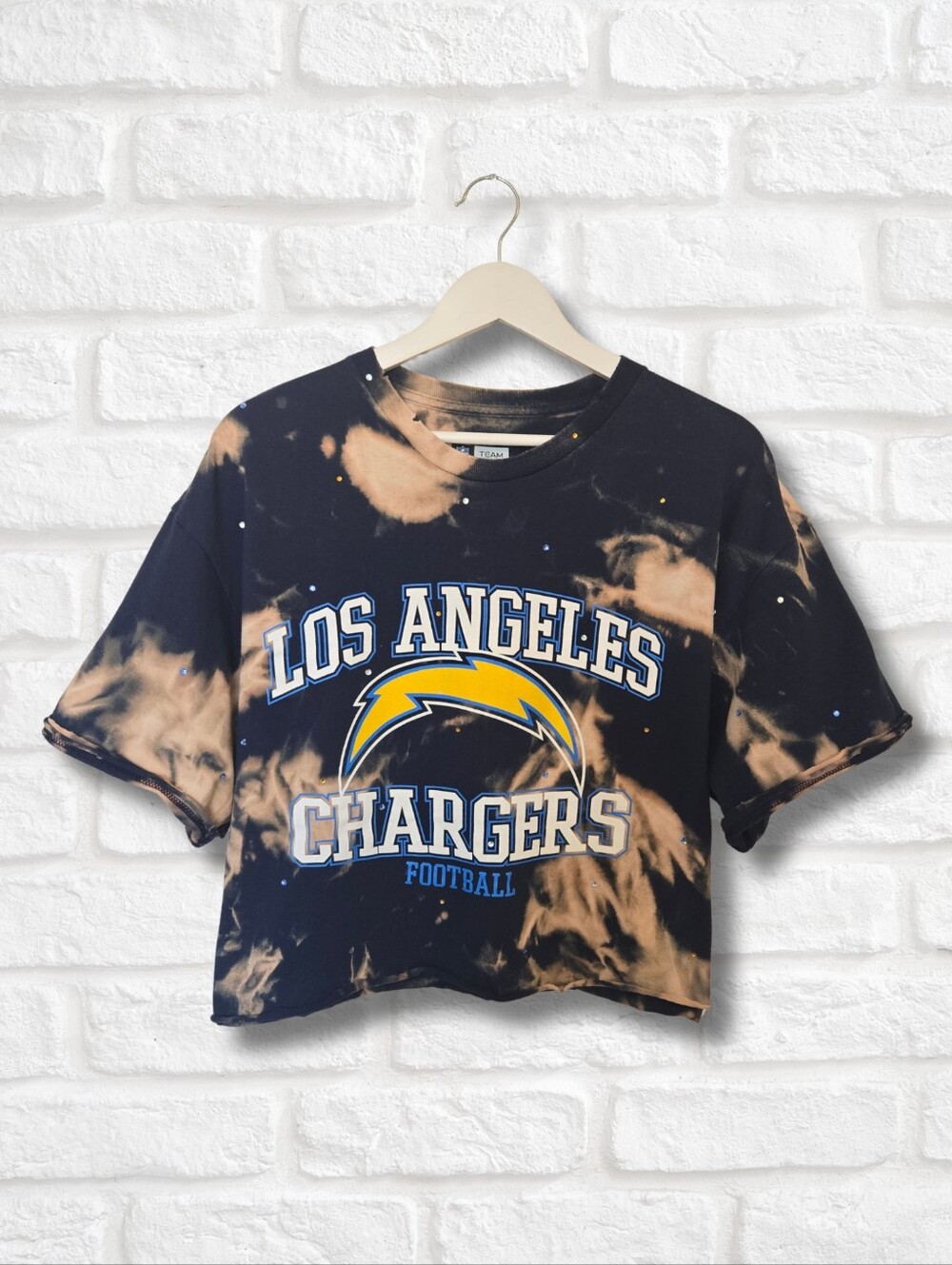 Los Angeles Chargers Crop Top W/Rhinestones